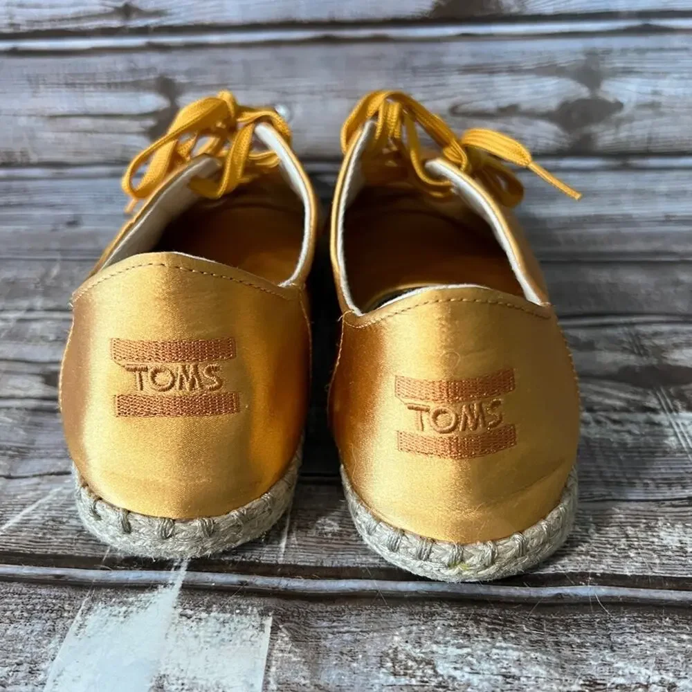 Toms Gold Espadrilles Size 8